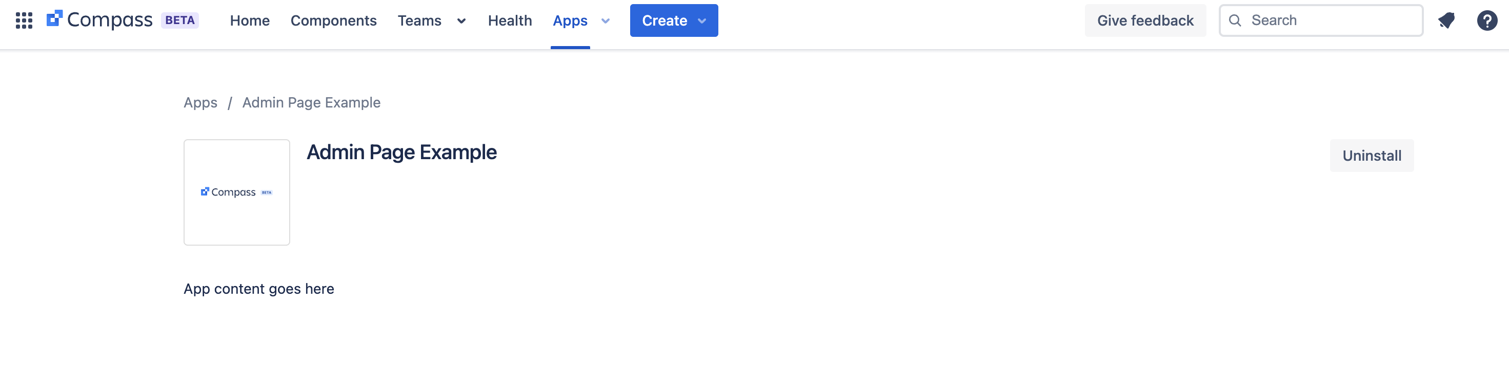 Example of an admin page app