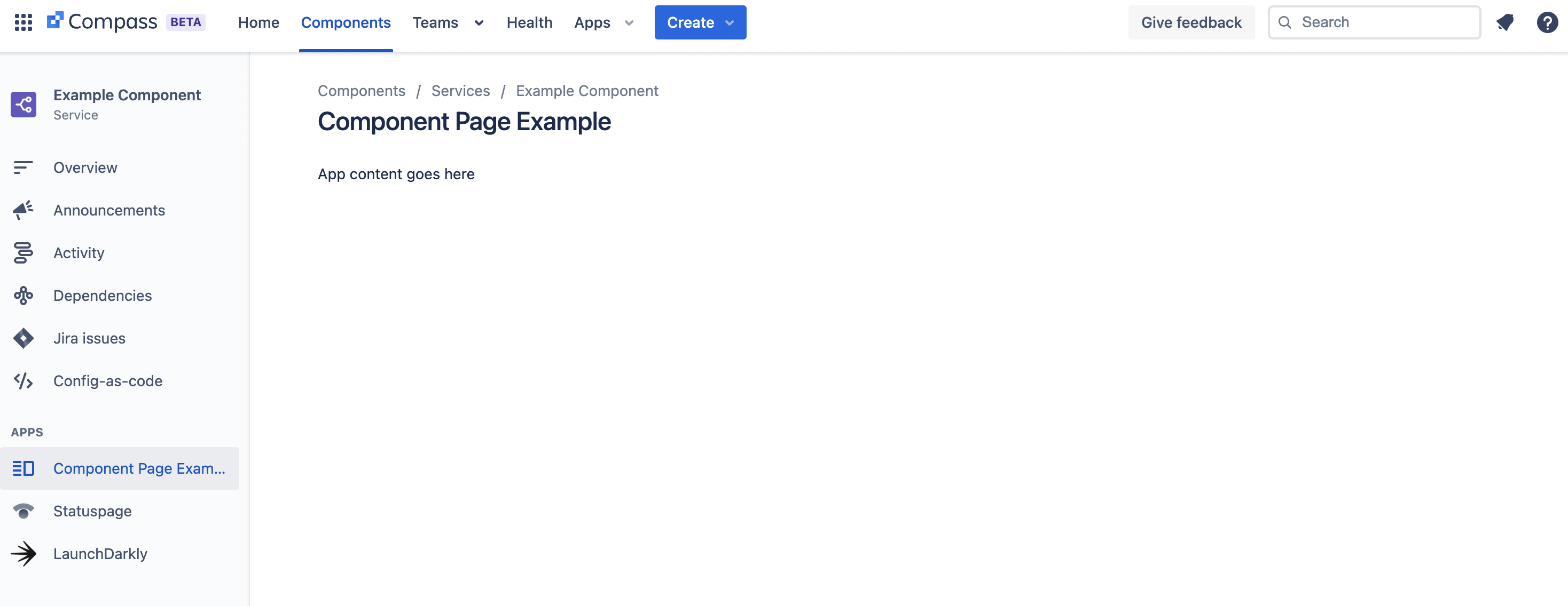 Example of a component page app