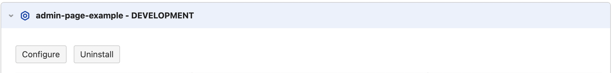 Example of a configure button in Manage Apps