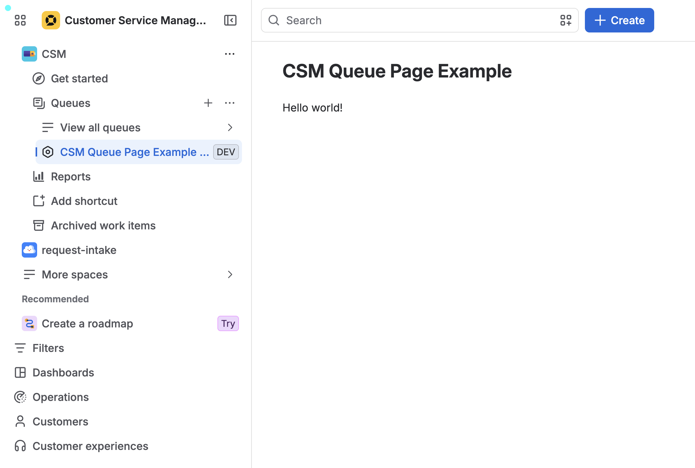 Example of a queue page