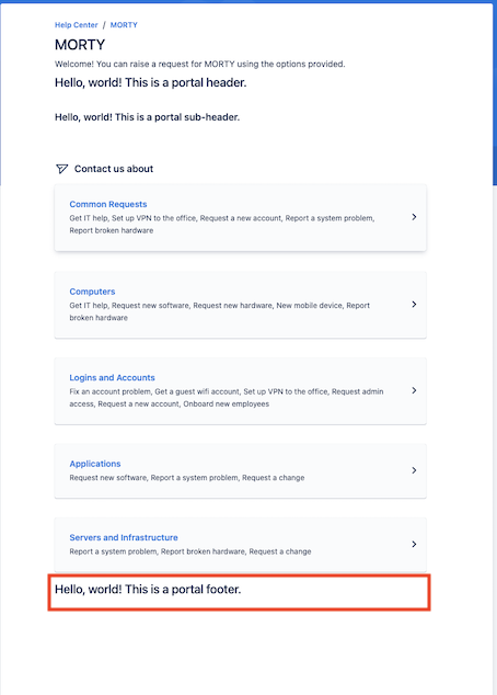 Example of a portal footer