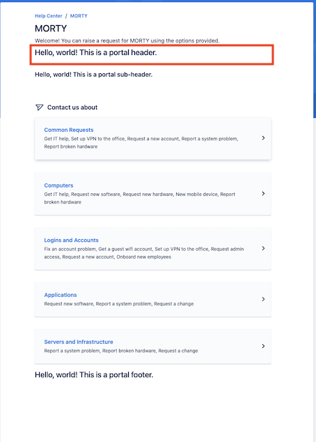 Example of a portal header