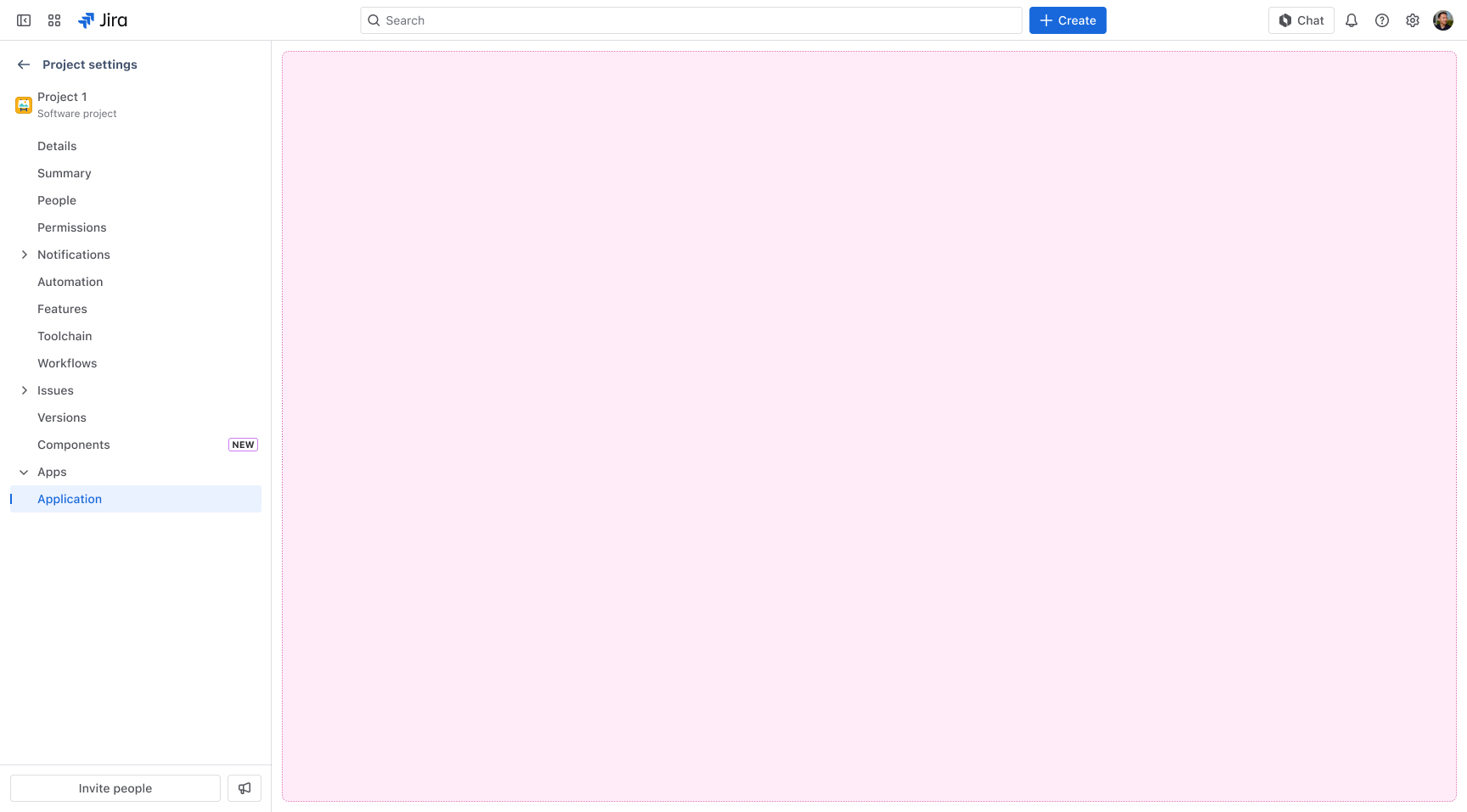 Example of an project settings page