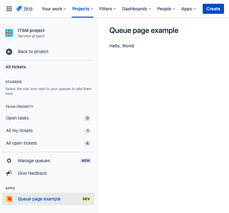 Example of a queue page