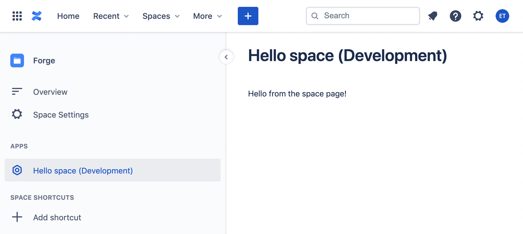 Example of a SpacePage component