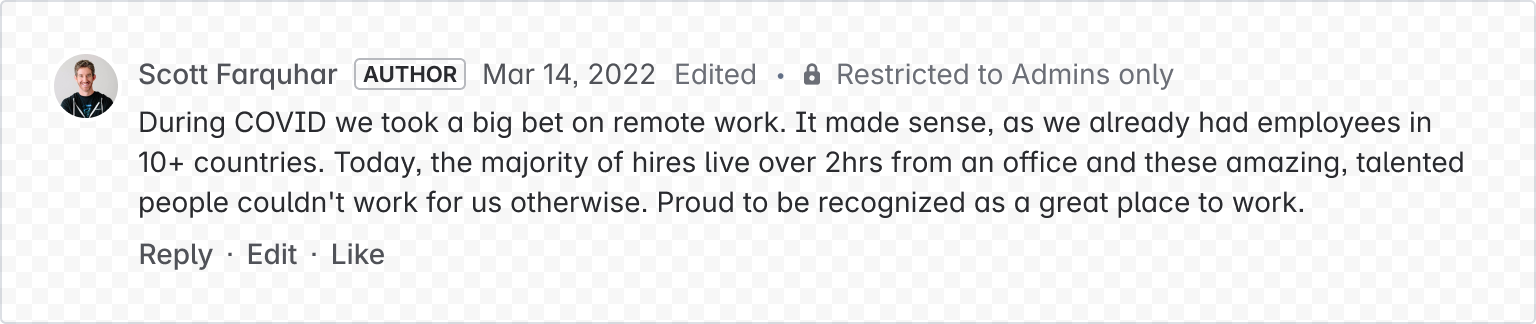 Example image of a comment with a user, text, and actions