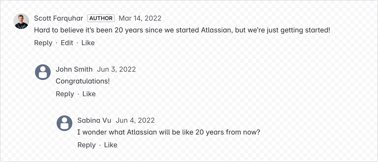 Example image of a comment with nested comments