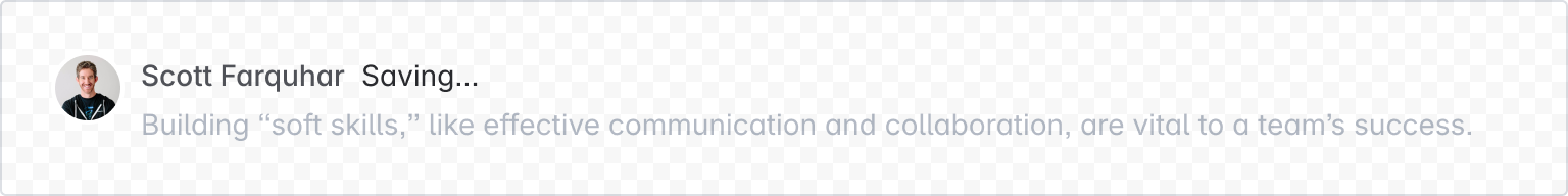 Example image of a comment in saving mode