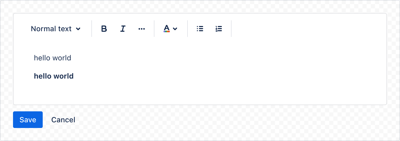 Example image of comment editor with adf renderer