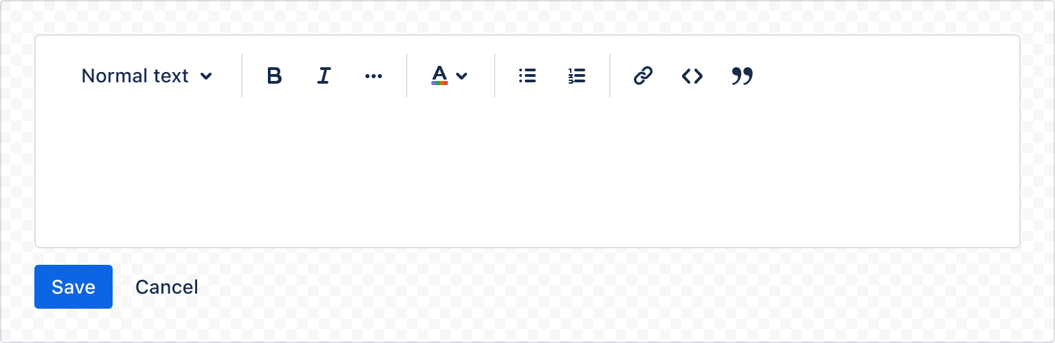Example image of comment editor with save and cancel buttons
