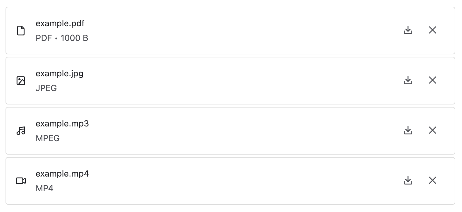 Example image of file card with file types