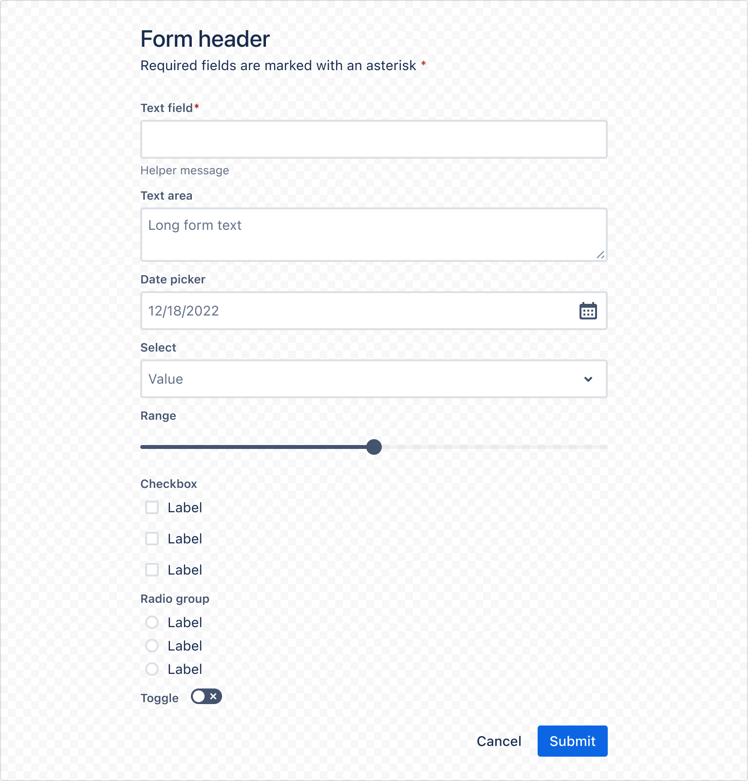 Example image of form with all field components