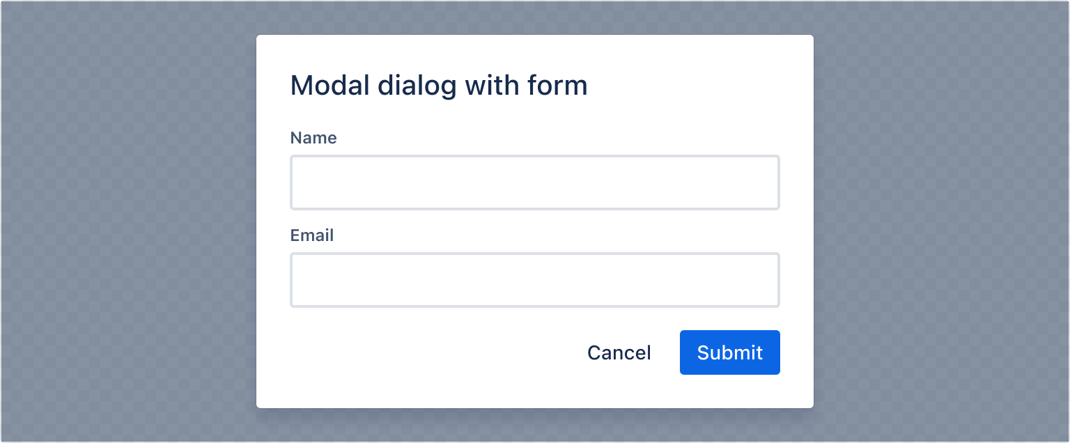Example image of form in a modal