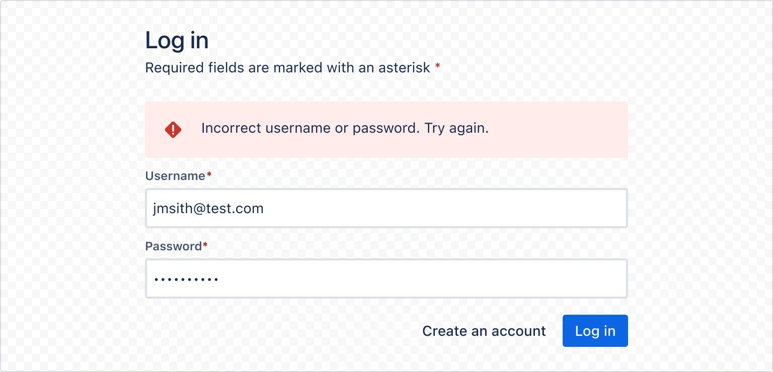 Example image of form with submission validation