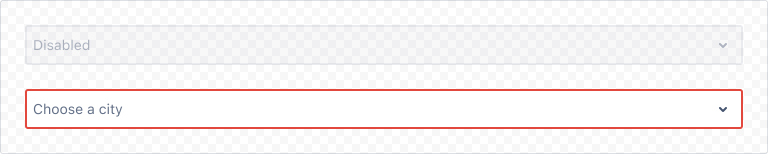 Example image of select component with different states