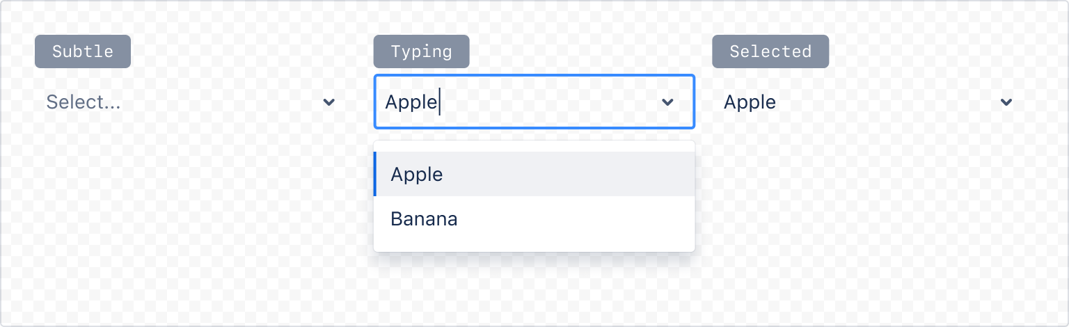 Example image of select component with subtle appearance