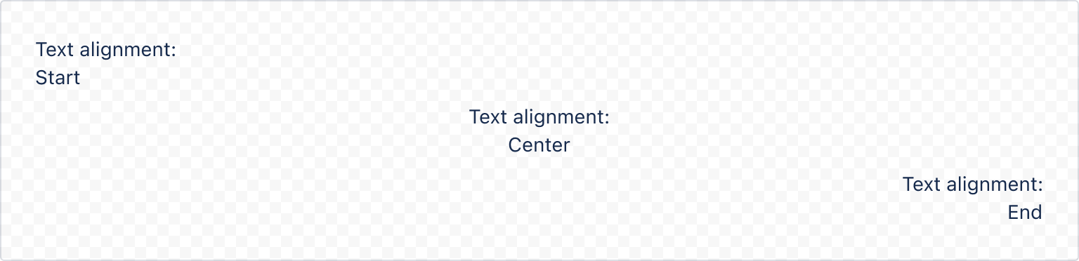 Example image of rendered text component in different alignments