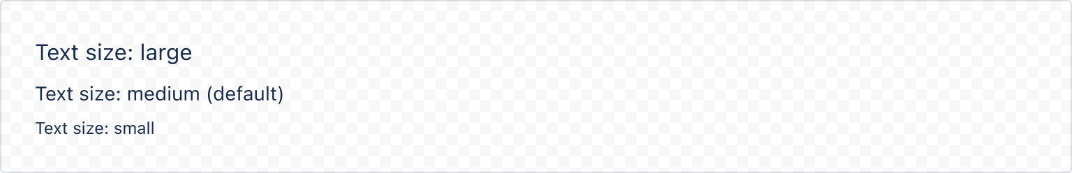 Example image of rendered text component with different sizes