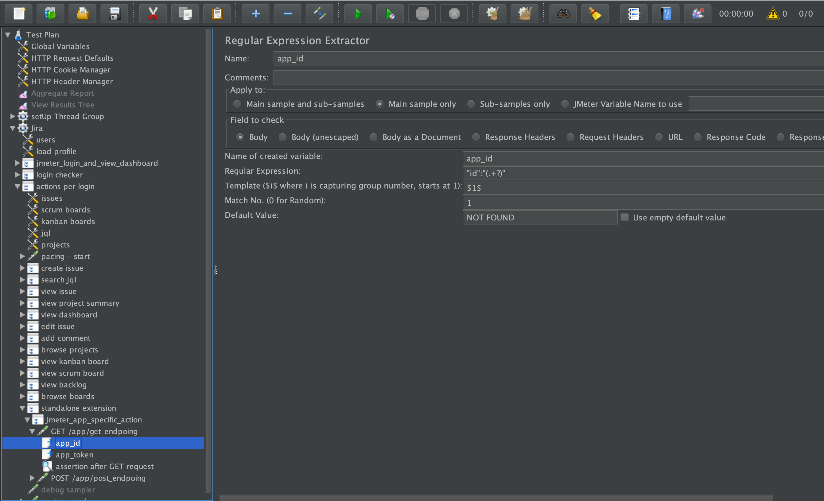 Jira JMeter standalone regexp
