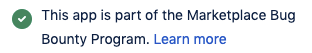 Marketplace Bug Bounty Program checkmark dialog