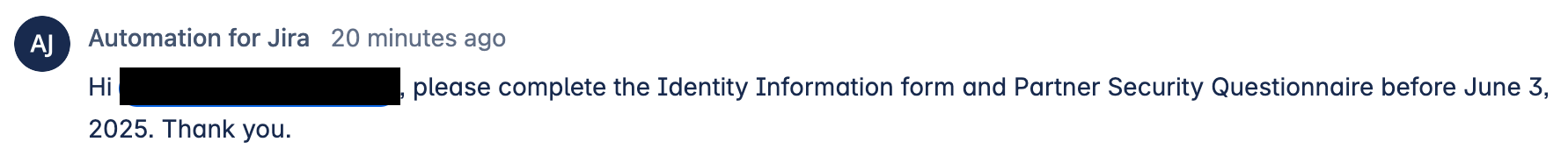partner verification ticket comment
