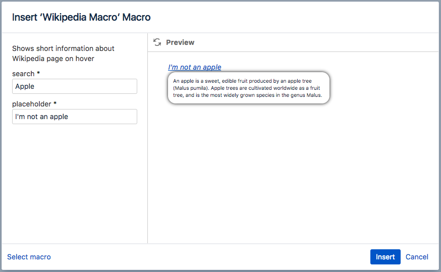 Wikipedia macro preview