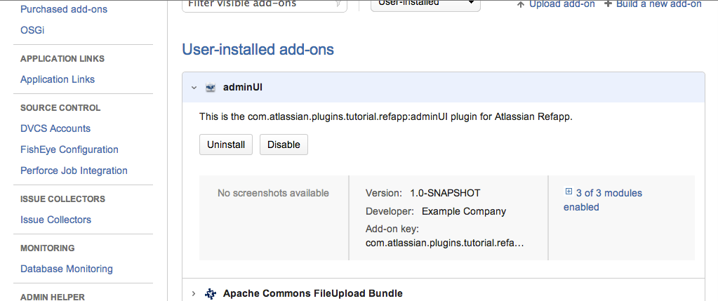 adminUI plugin in UPM