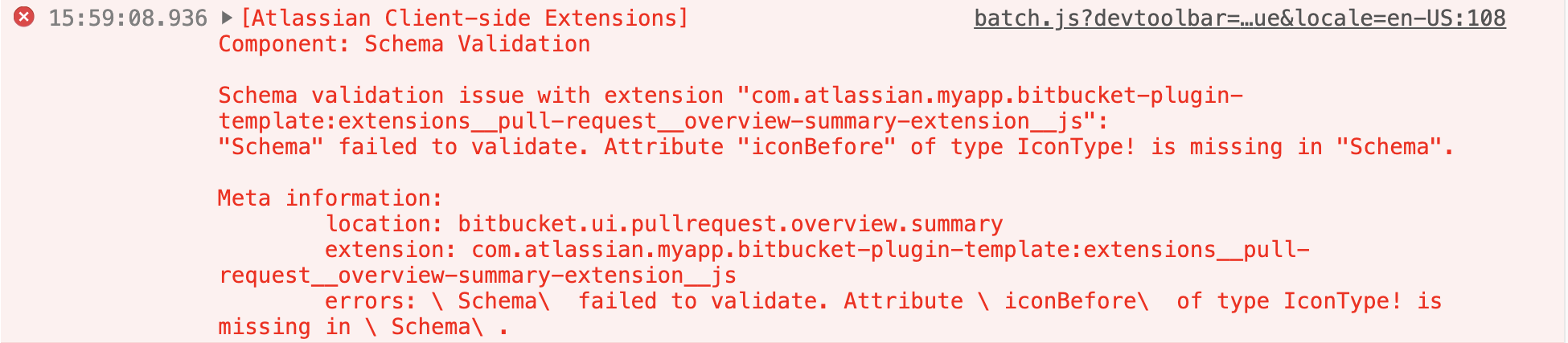 Example of validation error