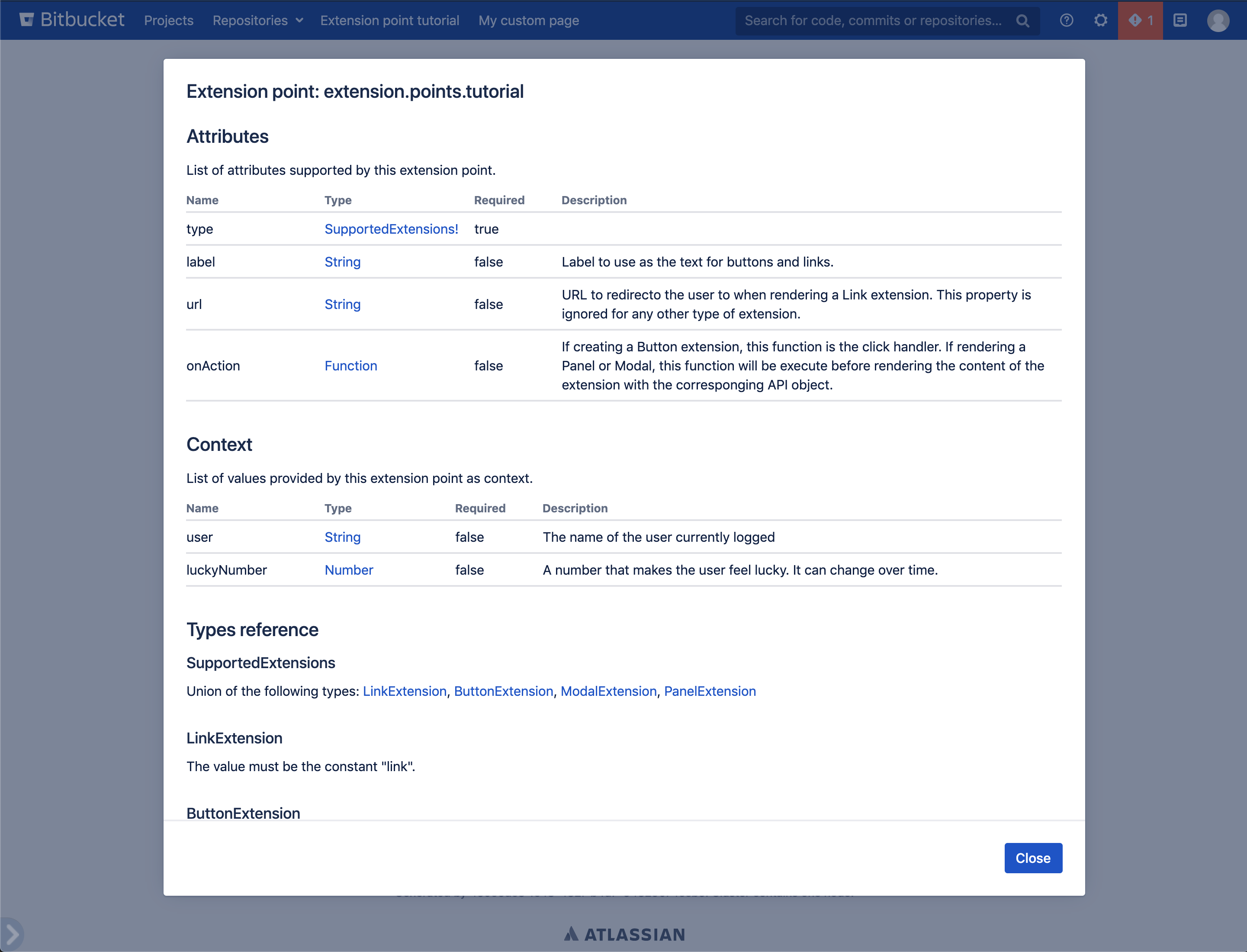 Extension point information