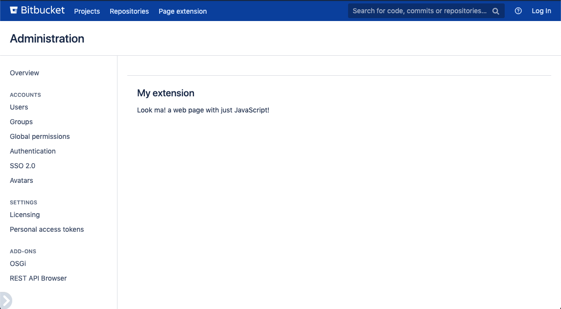 Page extension with admin styles