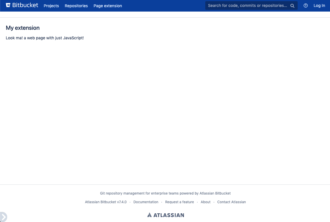 Page extension with a message on the screen