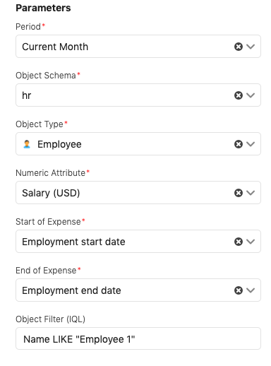 Widget parameters in an Asset app