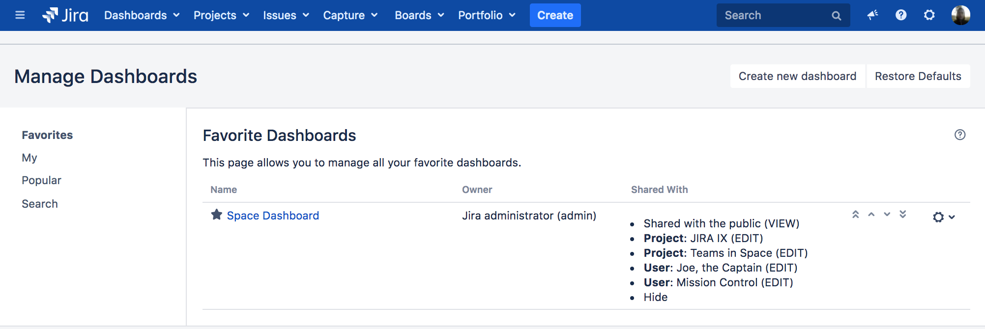 Dashboards UI